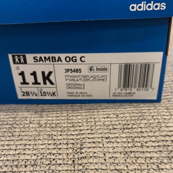 Adidas Samba OG Toddler Kids Sneakers - White and Light Blue - Picture 6 of 9